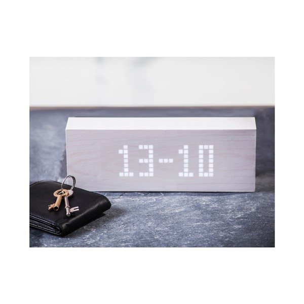 Bijela budilica s bijelim LED zaslonom Gingko Message Click Clock-image-3