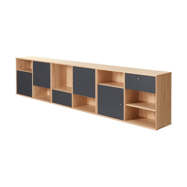 Crna niska komoda u dekoru hrasta 267x61 cm Mistral - Hammel Furniture-image-3