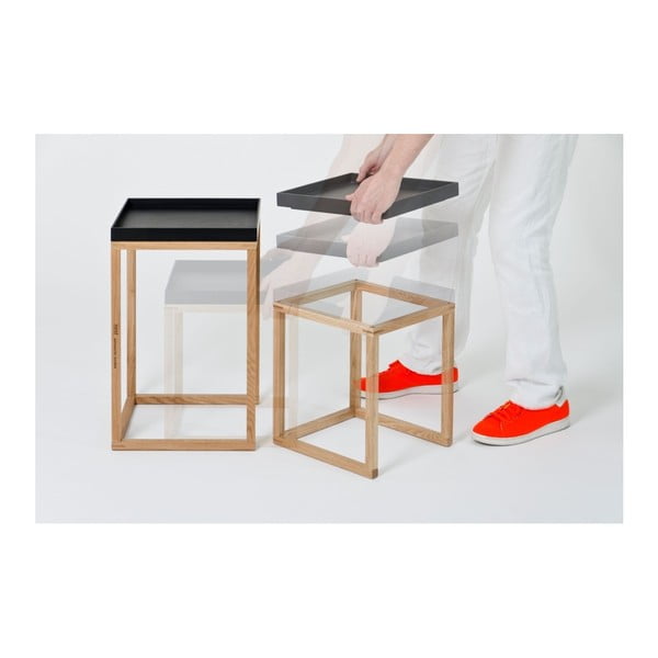 2 stolića od hrastovog drva s crnom daskom Wireworks Oak-image-4