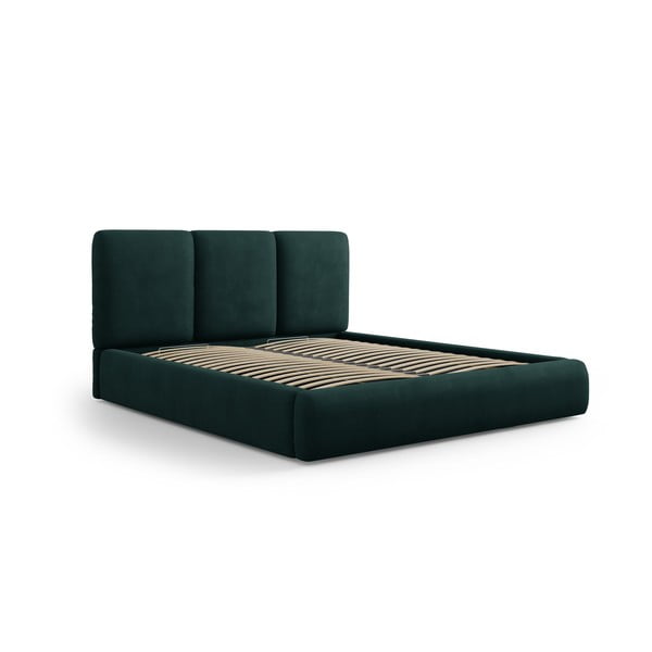 Tamno zeleni tapecirani bračni krevet s prostorom za pohranu s podnicom 160x200 cm Brody – Mazzini Beds