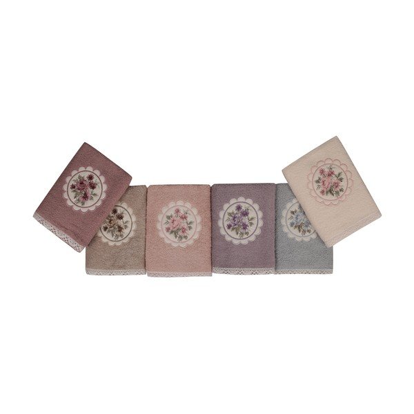Set od 6 ružičastih vintage ljubičastih ručnika za ruke-image-3