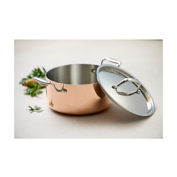 Lonac od nehrđajućeg čelika/bakren s poklopcem prikladni za indukcijsko kuhalo 3 l – Blomsterbergs-image-2