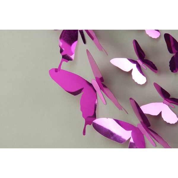 Set od 12 ljubičastih ljepljivih 3D naljepnica Ambiance Butterflies-image-3