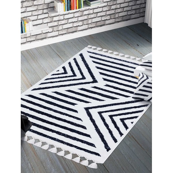 Bijelo-plavi perivi tepih staza 300x80 cm - Vitaus-image-1