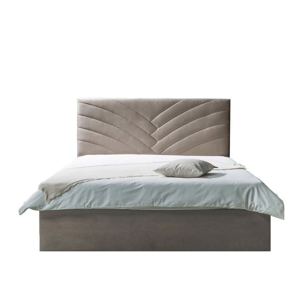 Bež tapecirani bračni krevet s prostorom za pohranu s podnicom 160x200 cm Palmyre - Bobochic Paris