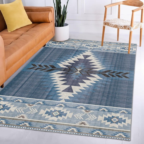Plavi perivi tepih 80x150 cm Ethnic Geo – Mila Home-image-3