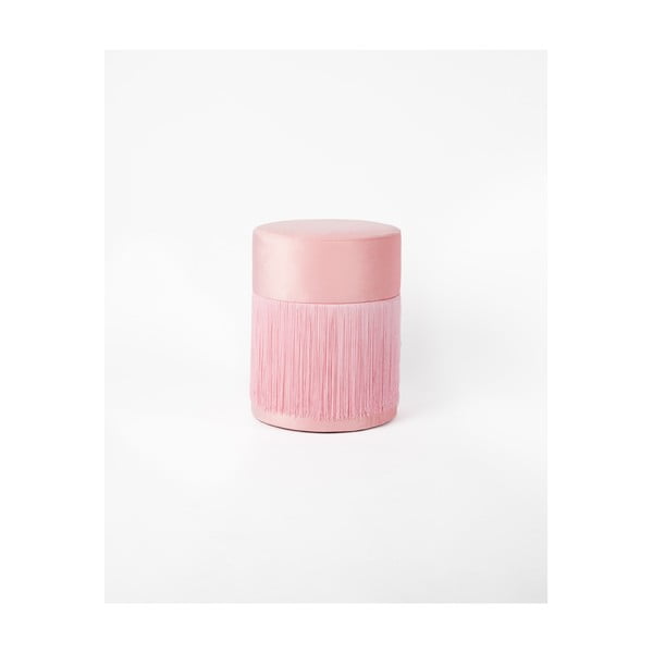 Ružičasti puf s baršunastim navlakom Velvet Atelier, ø 36 cm
