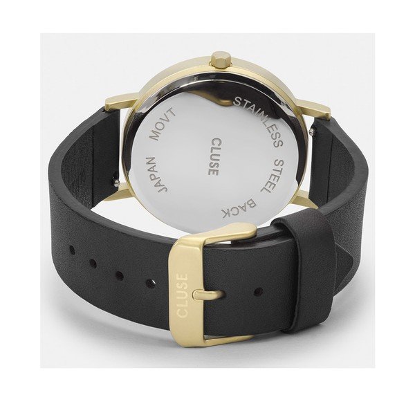Ženski sat s crnim kožnim remenom i mramornim brojčanikom Cluse La Roche Rose-image-2