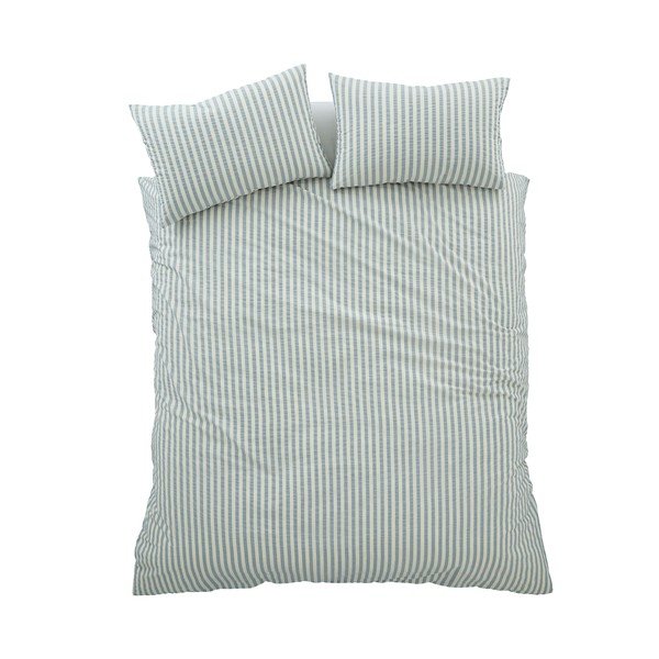 Plava 3-dijelna posteljina za bračni krevet/za produženi krevet 230x220 cm Cotton Rich Woven Stripe – Pineapple Elephant