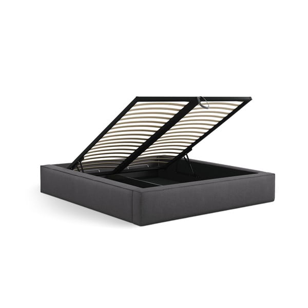 Tamno sivi tapecirani bračni krevet s prostorom za odlaganje s podnicom 140x200 cm Simon Darren – Micadoni -image-4