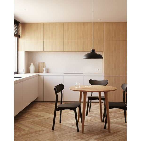 Okrugli proširiv blagovaonski stol u dekoru hrasta u prirodnoj boji ø 90 cm Oqui – Kave Home-image-1