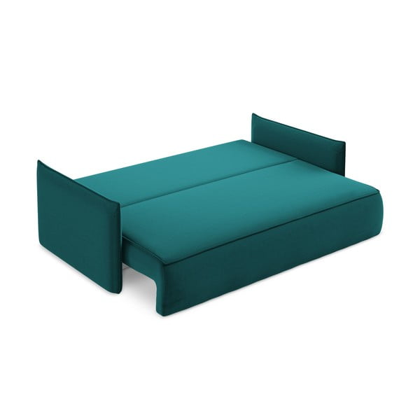 Tirkizna baršunasti sklopiva/s prostorom za odlaganje sofa 225 cm Hula – Makamii-image-4