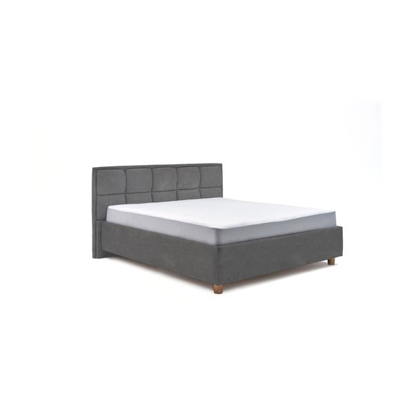 Svijetlosivi bračni krevet s podnicama i prostorom za odlaganje ProSpánek Karme, 160 x 200 cm