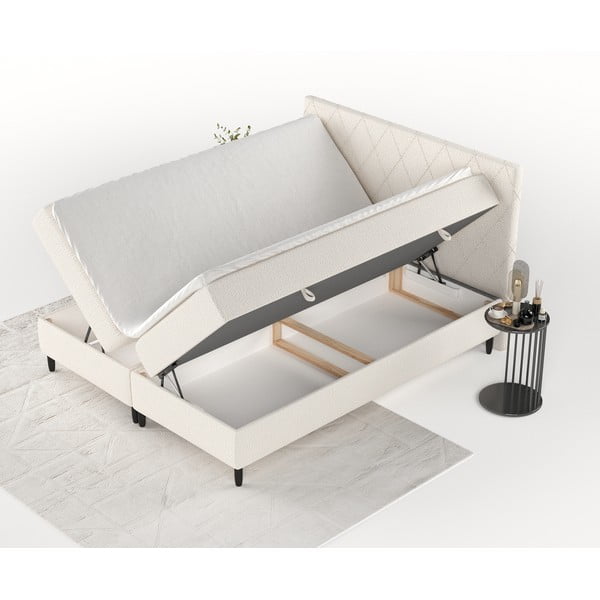 Krem boxspring krevet s prostorom za pohranu 160x200 cm Gwen – Maison de Rêve-image-2