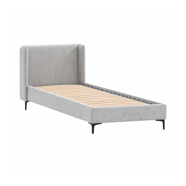Sivi tapecirani krevet s podnicom 90x200 cm Basti – Ropez