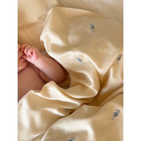 Svijetlo žuta dječja posteljina za dječji krevetić od organskog pamuka 70x100 cm Sea Garden – Cam Cam Copenhagen-image-1