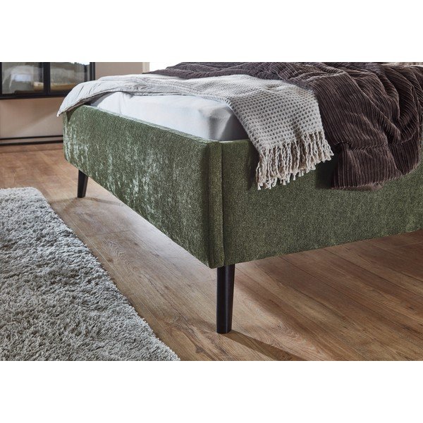 Kaki zeleni tapecirani bračni krevet s prostorom za odlaganje s podnicom 180x200 cm Nova – Meise Möbel-image-4