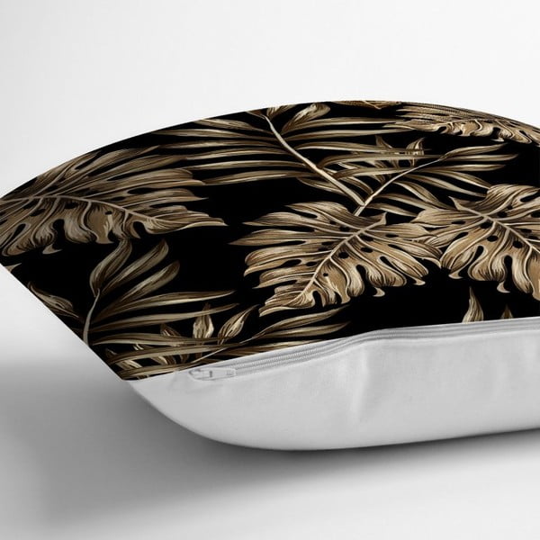 Navlaka za jastuk Minimalističke navlake za jastuke Golden Leafes s crnom BG, 45 x 45 cm-image-1