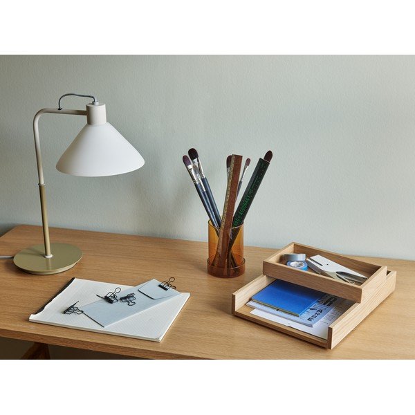 Bijela stolna lampa sa staklenim sjenilom (visina 44 cm) Spot – Hübsch-image-1