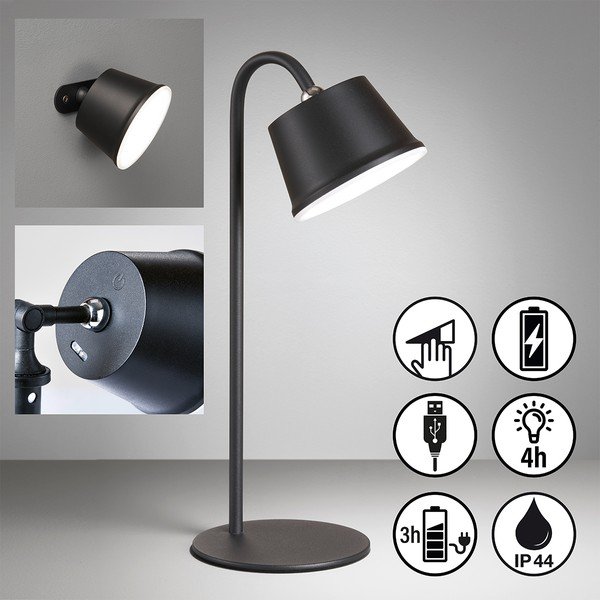 Crna LED stolna lampa s metalnim sjenilom (visina 34 cm) Voet – Fischer & Honsel-image-4