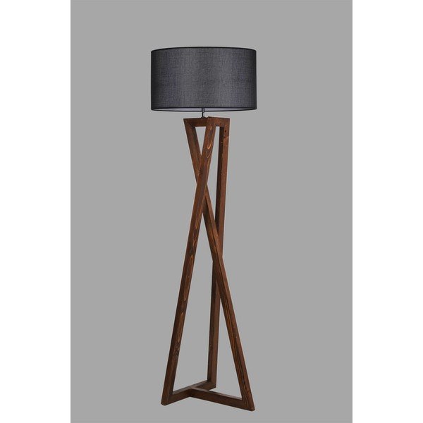 Crna/smeđa stojeća svjetiljka s tekstilnim sjenilom (visina 149 cm) Maçka – Opviq lights-image-1