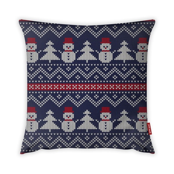 Navlaka za jastuke Vitaus Christmas Period Plavi uzorak snjegovića, 43 x 43 cm