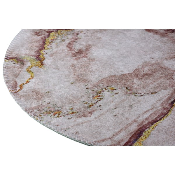 Smeđo-u zlatnoj boji perivi okrugli tepih ø 120 cm – Vitaus-image-2