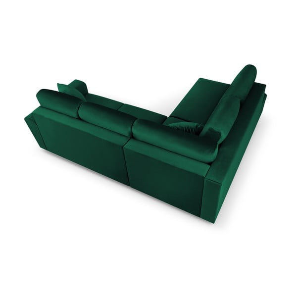 Zelena baršunasti sklopiva/s prostorom za odlaganje kutna garnitura (s lijevim kutom/u obliku slova L) Kyoto – Cosmopolitan Design-image-4