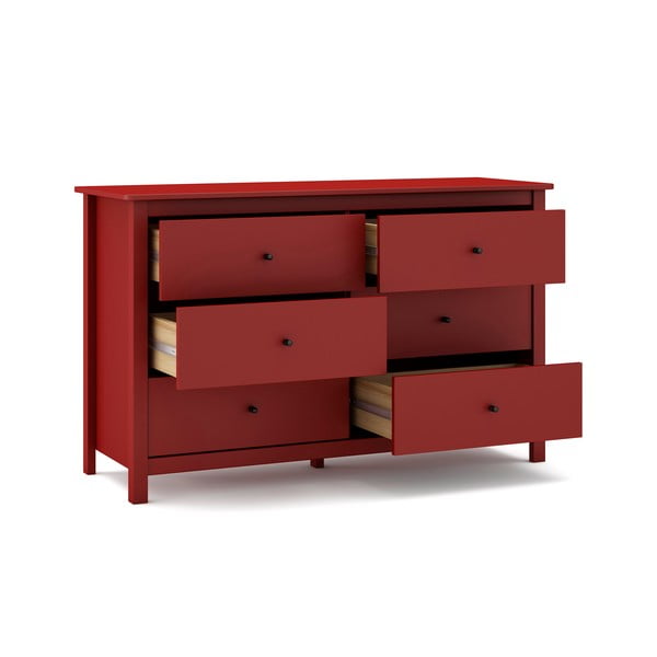 Crvena niska komoda od borovine 130x80 cm Misti - Marckeric-image-4