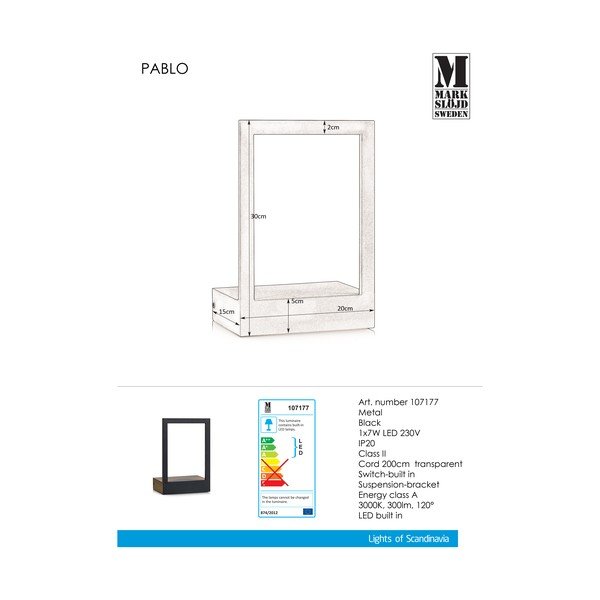 Crna LED zidna svjetiljka Markslöjd Pablo-image-2