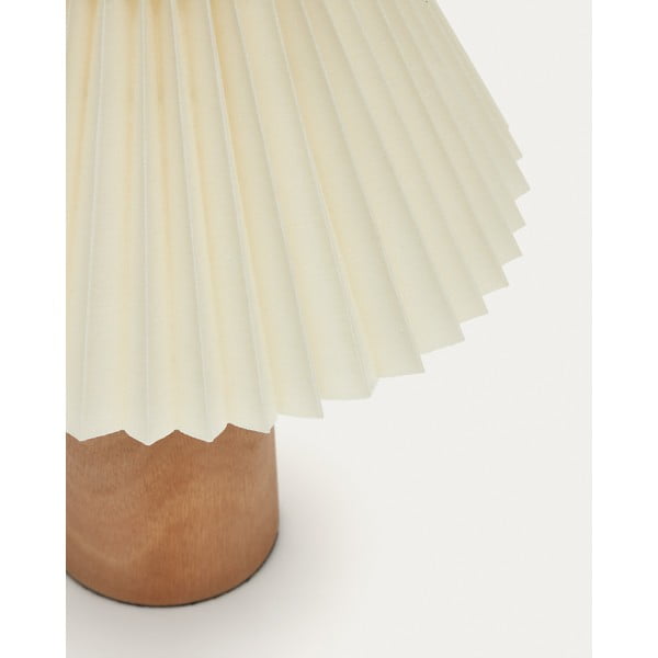 Bež/u prirodnoj boji stolna lampa od masivnog kaučuka s tekstilnim sjenilom (visina 33 cm) Benicarlo – Kave Home-image-4