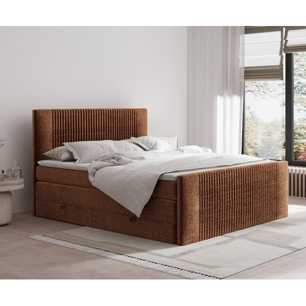 Narančasti boxspring krevet s prostorom za odlaganje 180x200 cm Bergamo – Maison de Rêve-image-1