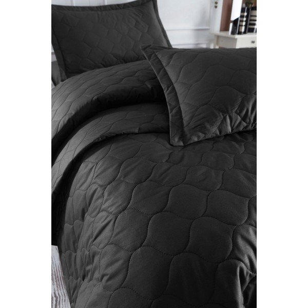 Crni prekrivač s 2 jastučnice od ranforce pamuka EnLora Home Fresh, 225 x 240 cm-image-1