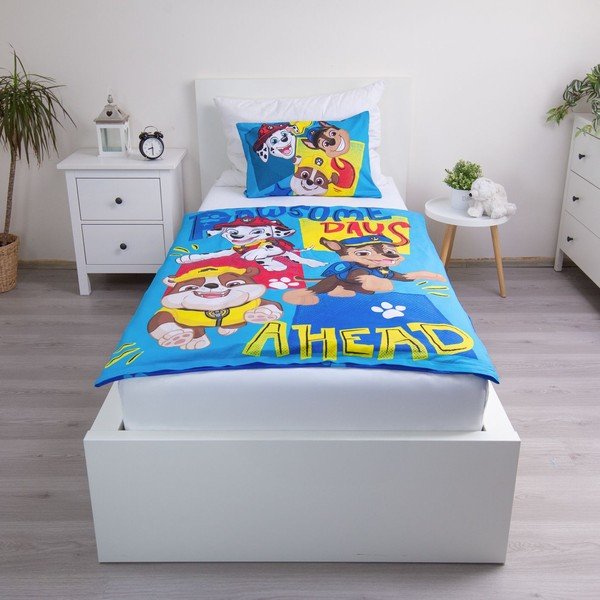 Plava pamučna dječja posteljina za dječji krevetić 100x135 cm Paw Patrol "Pawsome days ahead" – Jerry Fabrics-image-1
