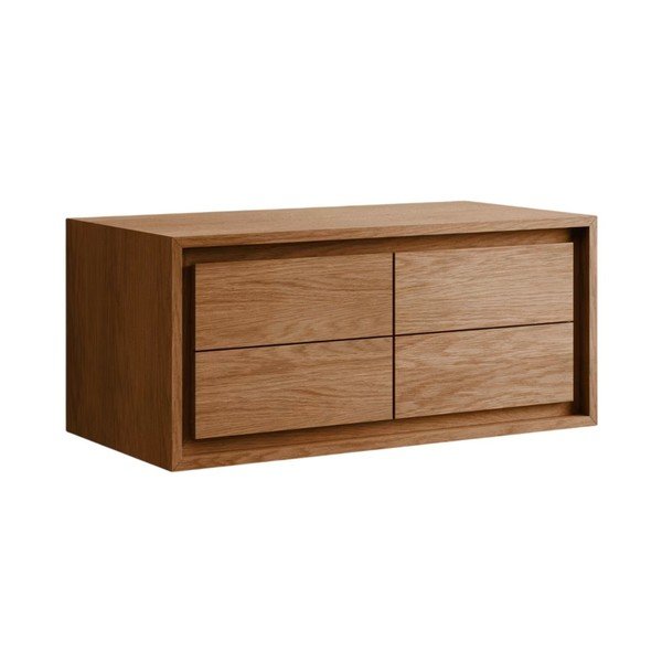 Smeđi zidni ormarić za ispod umivaonika od masivne tikovine 90x40 cm Kenta – Kave Home