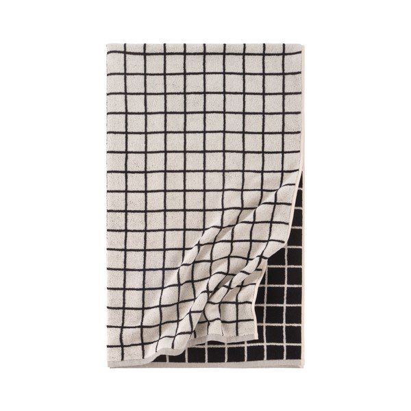 Crni/bež pamučan ručnik 90x150 cm Grid – Jotex