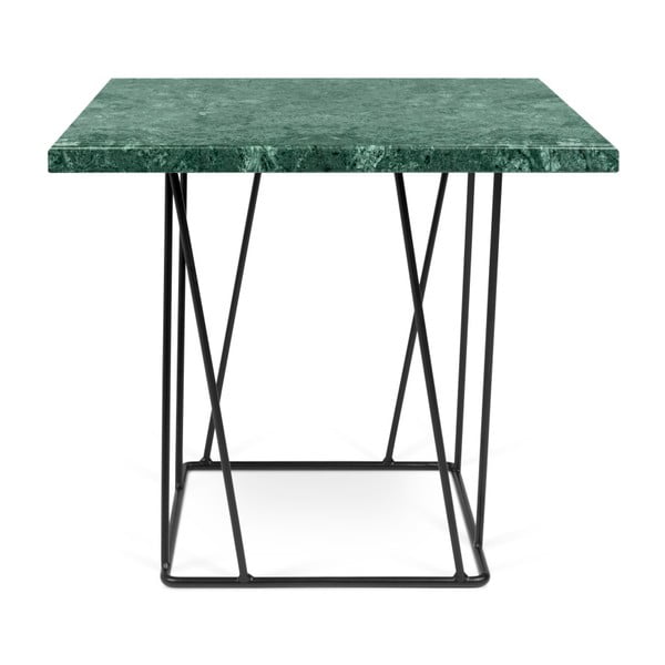 Stolić za kavu od zelenog mramora s crnim nogama TemaHome Helix, 50 x 50 cm