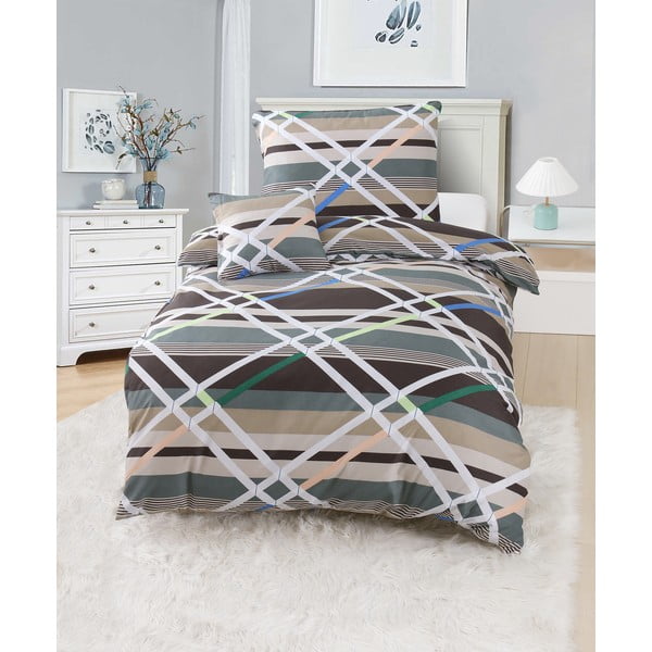 Sivo-smeđa 3-dijelna posteljina za krevet za jednu osobu od mikrosatena 140x200 cm Mateo – My House