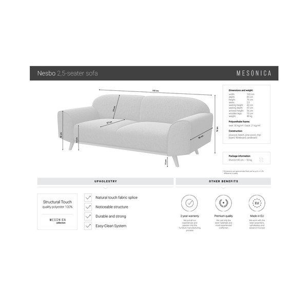 Tamno plava sofa 193 cm Nesbo – MESONICA-image-3