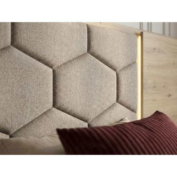 Smeđe-sivi tapecirani/od iverice bračni krevet s prostorom za odlaganje s podnicom 160x200 cm Palmeraie – Bobochic Paris-image-3