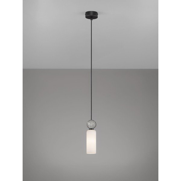 Mat crna viseća svjetiljka od kamenine sa staklenim sjenilom ø 6 cm Filomena – Nova Luce-image-4