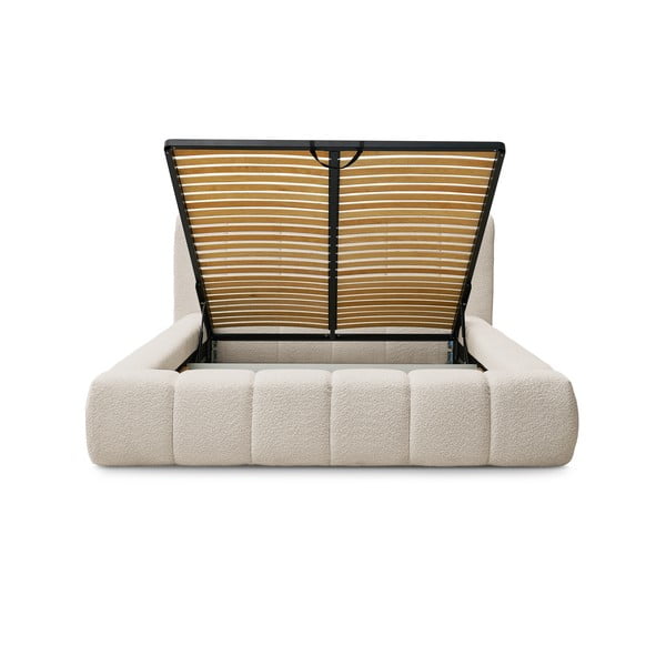 Bež tapecirani bračni krevet s prostorom za odlaganje s podnicom 140x190 cm Denali – Bobochic Paris-image-4