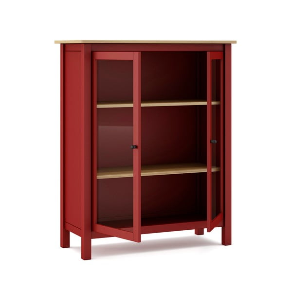 Crvena/natur vitrina od borovine 90x110 cm Misti - Marckeric-image-3