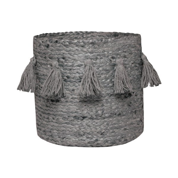 Siva ručno tkana kutija od vlakana konoplje Nattiot, ∅ 30 cm
