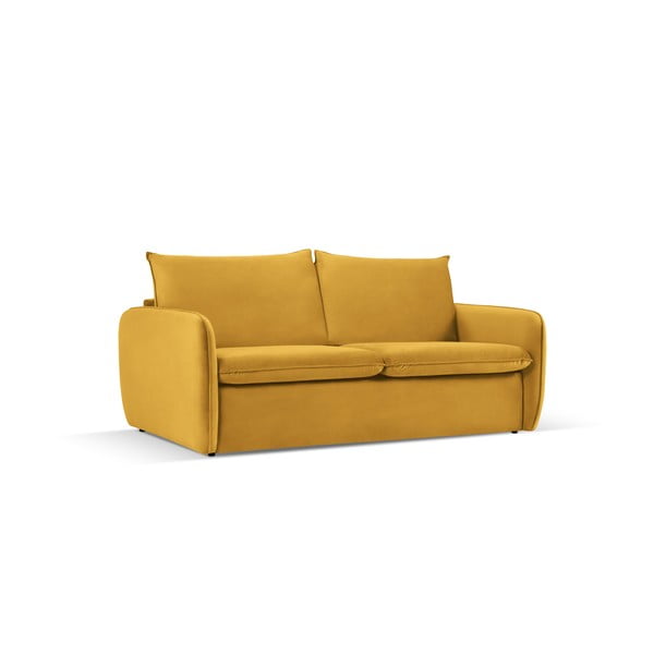 Senf žuta baršunasta sklopiva sofa 214 cm Vienna – Cosmopolitan Design-image-1