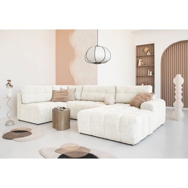 Krem sklopiva/s prostorom za odlaganje kutna garnitura (s lijevim kutom) Lulu – Miuform-image-1