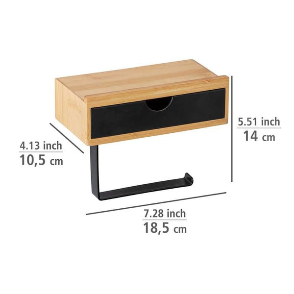 Crni držač za toalet papir s bambusovom podstavom Wenko-image-4