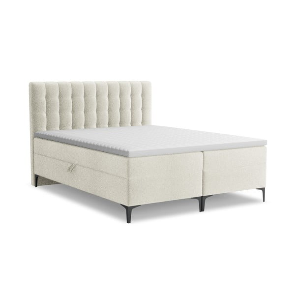 Bež boxspring krevet s prostorom za odlaganje 160x200 cm Puhala – Makamii