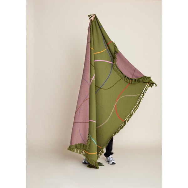 Zeleni pamučni pokrivač 200x140 cm Outline - Hübsch-image-4