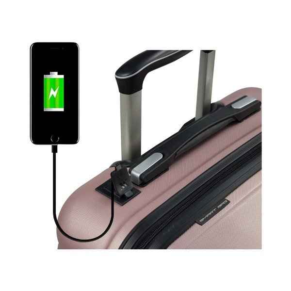 Set ružičastog putnog kovčega na kotačima s USB priključkom i torbicom za nošenje My Valice RESSNO MU & M-image-2